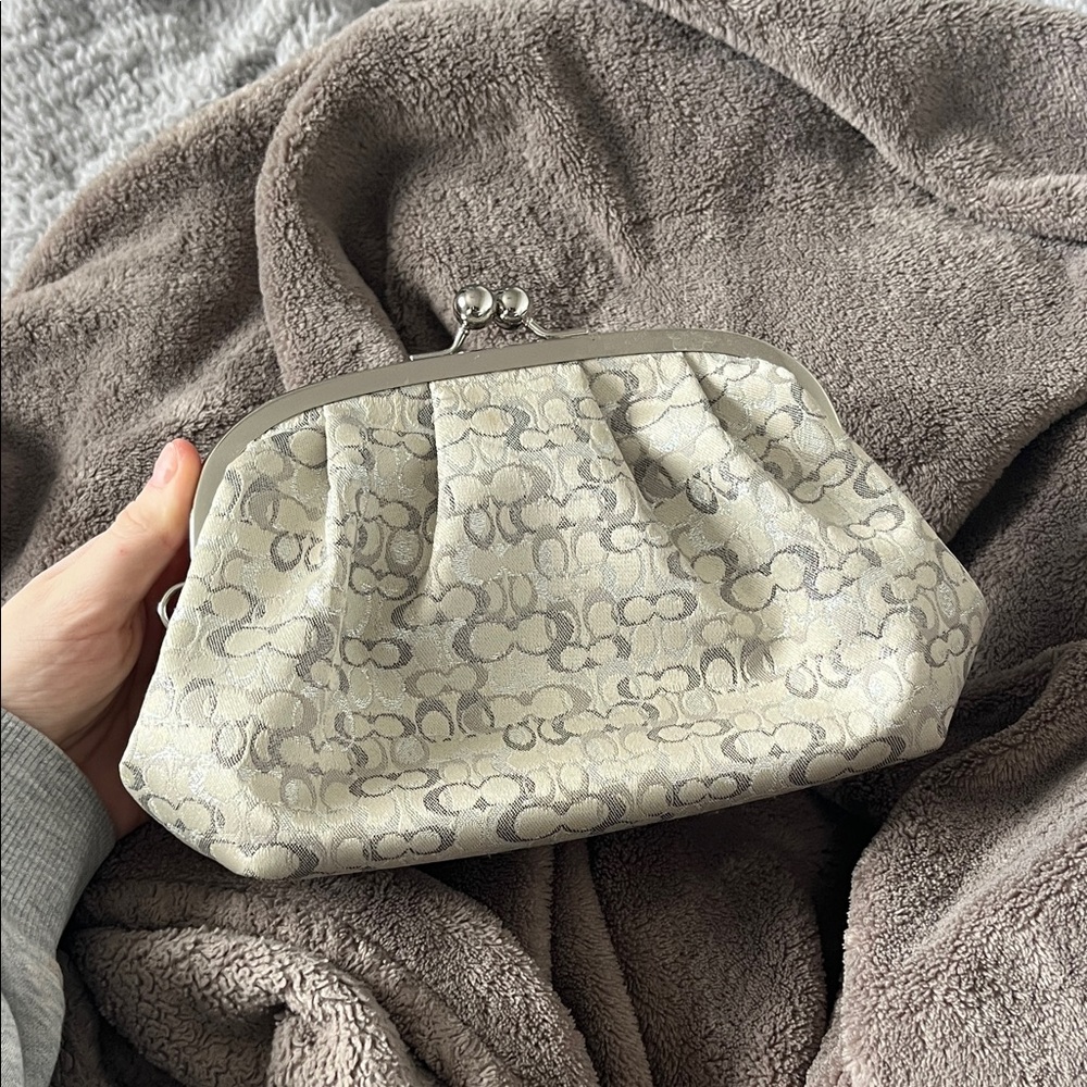 Coach Cream and Gray Clutch